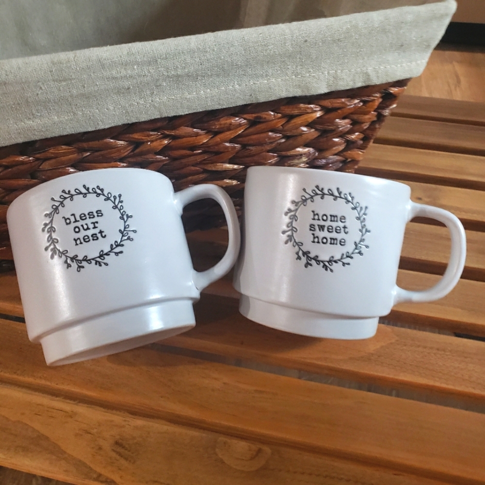 Belle Maison Home Sweet Home Bless Our Nest Farmhouse Coordinating Coffee Mugs
